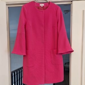 Fuchsia Bell-Sleeve Textured Coat